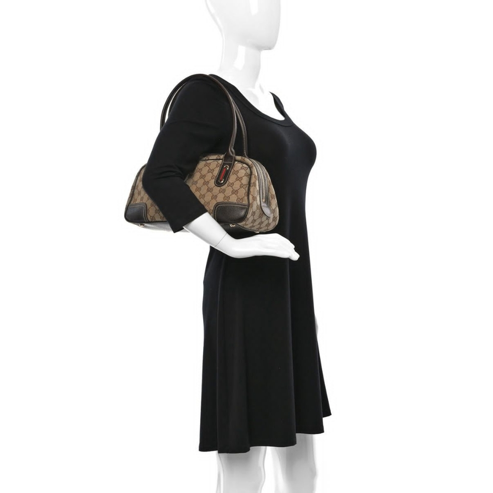 GUCCI Vintage Monogram Small Princy Shoulder Dark Brown/Beige - Picture 6 of 14